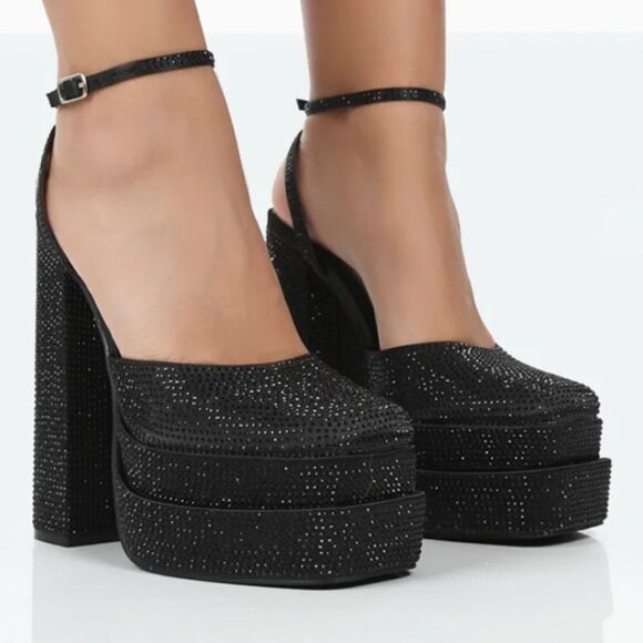 BRAND NEW SUGAR JEWEL PLATFORM BLOCK HEEL CLOSED TOE SANDAL - Picture 1 of 16